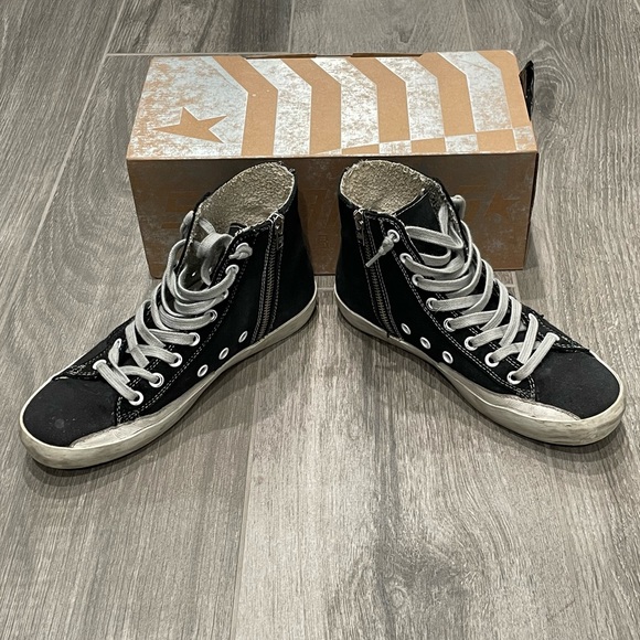 GOLDEN GOOSE Authentic Francy Black canvas high top sneaker-36 - Picture 3 of 10